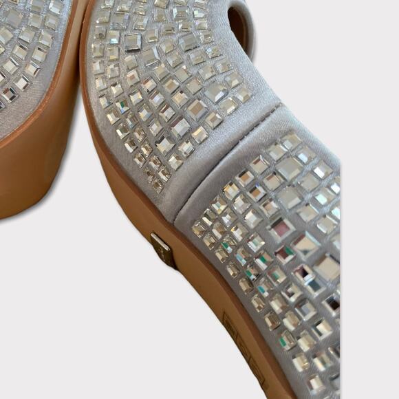 Lauren Lorrain Silver Glass/Rhinestones Dazzle Embellished Pump Heels Size 6.5 - Picture 11 of 14